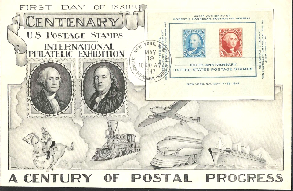 United States 1947, Used First Day Cover Scts #948 on "Centenary Cover":  Superb - Image 1 of 1