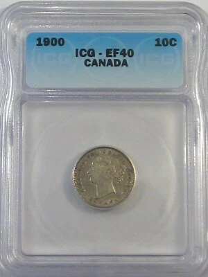 XF 1900 Silver 10¢ Cent CANADA ICG EF40. #12 - Image 1 of 4