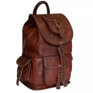 Mochila Hecha a Mano Mochila de Cuero Genuino Vintage de Alta Calidad Bolso de Viaje para Laptop - Imagen 1 de 7