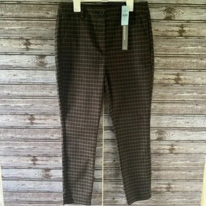LOFT Petites Women's High-Waist Skinny Pants Size 6 Petite Brown Plaid NWT - Picture 1 of 14