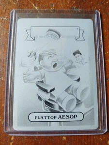 2018 Garbage Pail Kids We Hate the 80's Flattop Aesop BLACK PRINTING PLATE Card - Picture 1 of 3