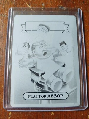 2018 Garbage Pail Kids We Hate the 80's Flattop Aesop BLACK PRINTING PLATE Card - Image 1 of 3