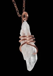 GORGEOUS WHITE ICE ELESTIAL MOLDAVITE CALCITE CRYSTAL PENDANT RECORDS! #51 - Picture 1 of 3