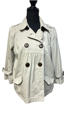 Style & Co бежевый Тренч S двубортный хлопок смесь кнопка деталь - Изображение 1 из 4