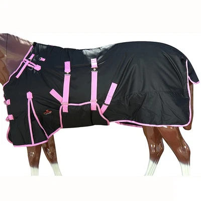 Negro con adornos rosas 78 pulgadas HILASON 1200D invierno impermeable poli caballo Foto 1 de 4