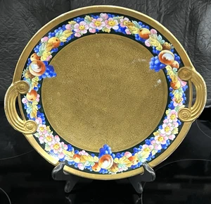 Antique Pickard China Fruits Linear Hand Painted Gold Etched Handled Dish - Picture 1 of 12
