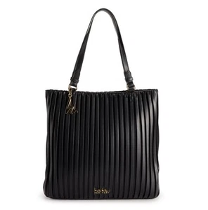 NWT Nicole Miller Pleated Black Tote Bag - Picture 1 of 5