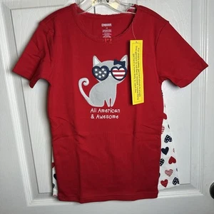 NWT Gymboree Girls Pajama set All American Awesome Cat sz 10 Americana 4th July - Picture 1 of 4