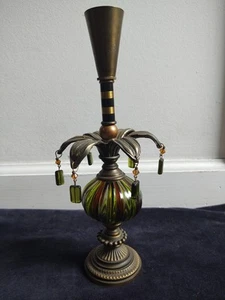 Wunderschöner Glas & Metall Harlekin Kerzenhalter/Lampenfuß 10" Hollywood Regency? - Bild 1 von 19
