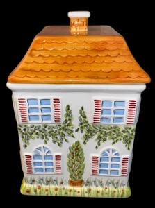 Dario Farrucci Designs House Shaped Handpainted Cookie Jar - Picture 1 of 6