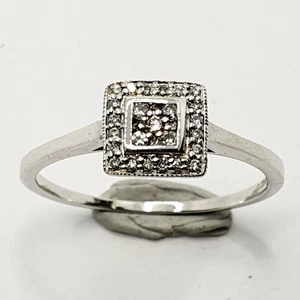 9ct Gold Diamond Square Cluster Dome 0.10ct Ring White Gold Hallmarked Size L - Picture 1 of 23