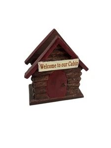 Rustic Welcome to Our Cabin Napkin Holder Log House Lodge Decor Resin - Picture 1 of 8