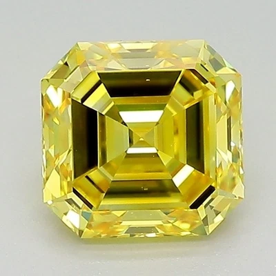 1.50 Ct Fancy Vivid Yellow Color VS2 Asscher IGI Certified Lab Grown CVD Diamond - Image 1 of 4