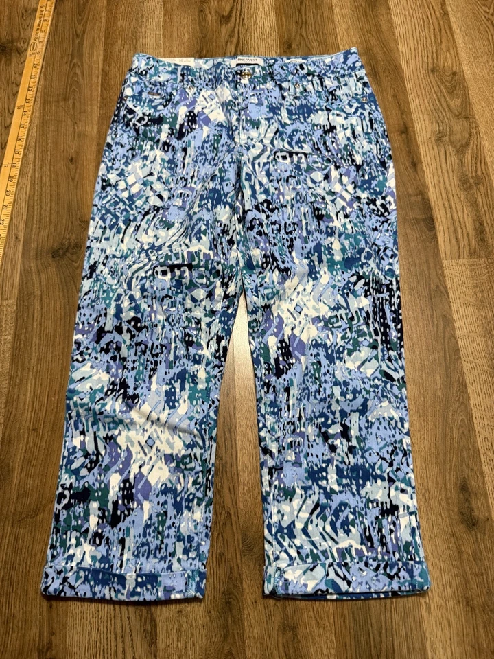 Nine West Ladies Chrystie Capri Denim Blue Print Size8