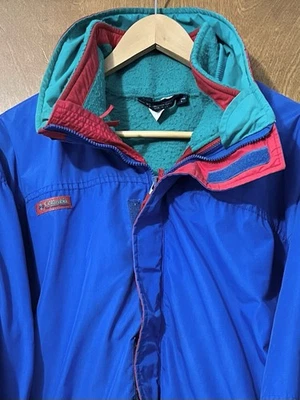 Vintage Columbia BUGABOO 3-in-1 Blue Red Ski Coat Teal Fleece Jacket Mens Large - Image 1 of 4