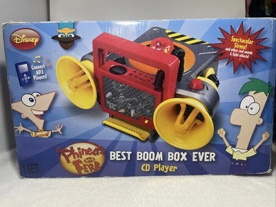 Disney Phineas & Ferb Sound FX Boombox Radio CD Player Siren Lights - Image 1 of 4