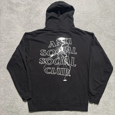 Anti Social Social Club Sweatshirt Mens Large Black Lightning Hoodie Streetwear - Image 1 of 4