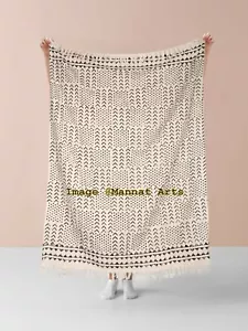 Turkish Cotton Throw Blanket Soft Handmade Bedspread Beach Towel Sofa Coverlet - Picture 1 of 5