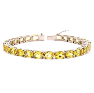 Gelb Citrin Edelstein Tennis Armband 925 Sterlingsilber Zierliche Geschenk - Bild 1 von 4