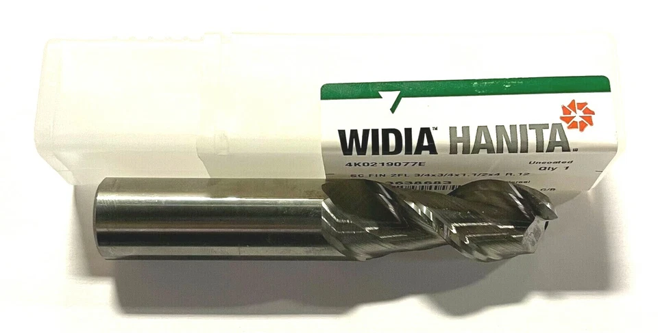 Fresadora de extremo de carburo Widia Hanita 3/4" 0,12" radio 2 flauta 45° hélice 3638683 Foto 1 de 1
