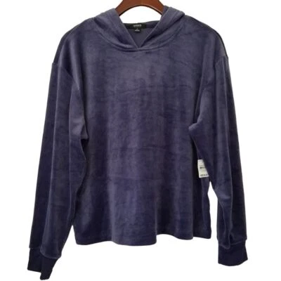 Alfani Intimates Velour Hoodie Pajama Lounge Top Womens Size Medium Purple NWT - Image 1 of 4