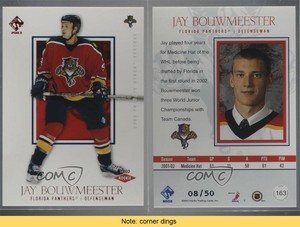 2002-03 Pacific Private Stock Reserve Red /50 Jay Bouwmeester #163 Rookie RC
