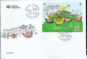 #75086 ARGENTINA 2021 CHRISTMAS NAVIDAD MUSIC S/SHEET FDC - Picture 1 of 1