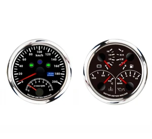 W PRO 85mm 2 Gauge Set GPS Speedometer Tachometer 200 KMH 4 IN 1 Multi-Function - Picture 1 of 14
