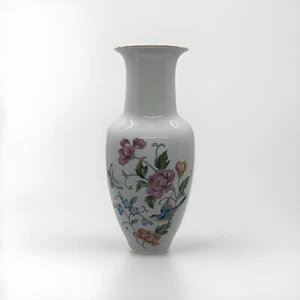 Vintage Porcelain Vase Japan Floral Bird Butterfly Gold Rim 10” Tall Flowers - Picture 1 of 13