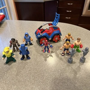 DISNEY MARVEL 2011 PLAYSKOOL HEROES SPIDER-MAN FLIP-OUT STUNT BUGGY W/FIGURE Lot - Picture 1 of 14