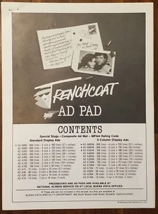 TRENCHCOAT - Original 1983 Film "Ad Pad" 10 Seiten Werbung Slicks/Blätter - Bild 1 von 4