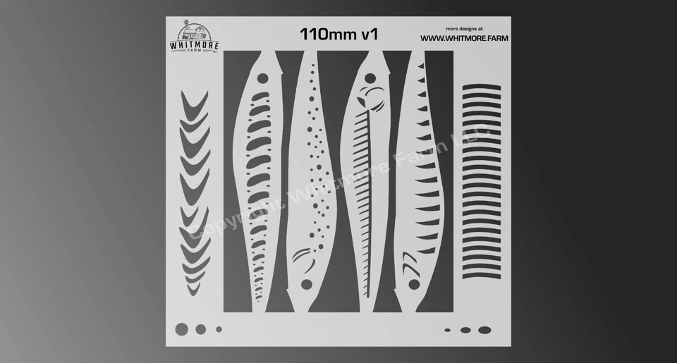 WHITMORE FARM LLC Jerkbait Fishing Lure Airbrush Stencil – 110mm - Mylar Reusable