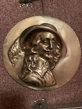 A 19th Century Circular Brass Plaque Depicting The Bust Of Charles 1 