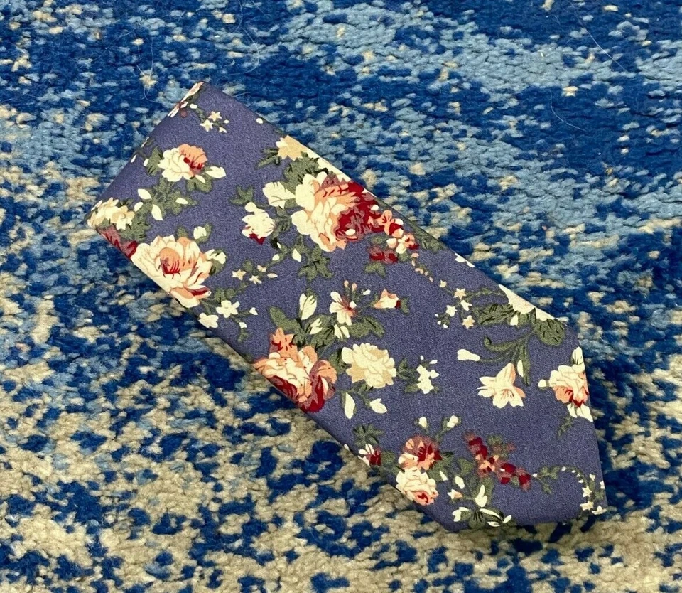 Corbata de algodón floral Dockers azul rosa verde frambuesa malva blanca beige Foto 1 de 4