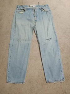 Vintage Levi's 550 Relaxed Fit Jeans 40x32 2006 Ripped Left Knee - Picture 1 of 10