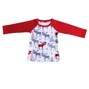 Boys Long Sleeve Christmas T Shirt Reindeer Print - Picture 1 of 1