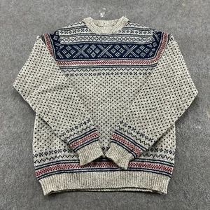 Maglione VINTAGE LL Bean uomo L grigio pullover Fair Isle lana nordica birdseye anni 90 - Foto 1 di 8