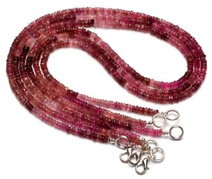 Natural Gem Brazil Pink Tourmaline Faceted 4mm Size Rondelle Beads Necklace 18" - Picture 1 of 6