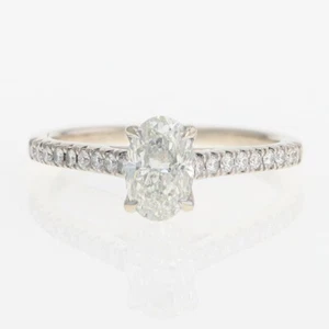 GIA 1.28ctw Oval Cut Diamond w/ Accents Engagement Ring 14k White Gold Size 8.5 - Picture 1 of 9