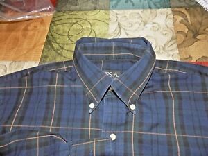 JOS A BANK TRAVELERS COLLECTION NAVY PLAID SHIRT SIZE M DRESS/CASUAL