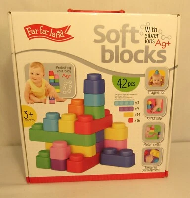 42pcs Soft Blocks for Baby/Kids Age 3+ months, Safe/Motor Skills/Imagination NEW - Image 1 of 4