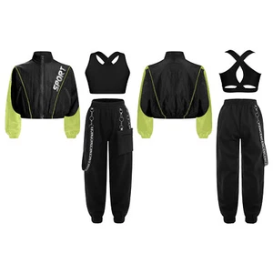 Kids Girls Sweatsuit Color Block Jacket And Trousers Workout Tracksuit Youth - Picture 1 of 54