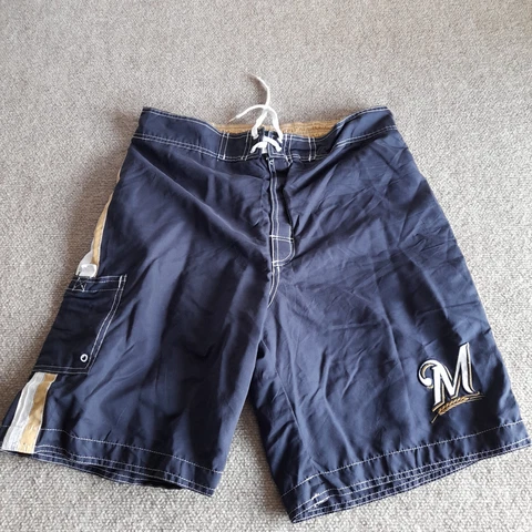 Milwaukee Brewers Swim Shorts Adult XL Cargo Pocket MLB Genuine Merchandise Men Cover