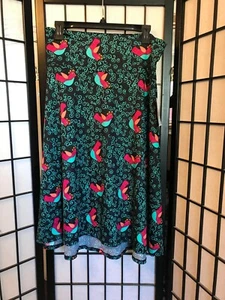 NWT LuLaRoe Azure Black Skirt with Birds Size Large - Picture 1 of 5
