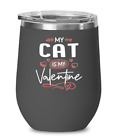 Cat Lovers Wine Glass Insulated 12oz Black Tumbler Mug Cute Gift for Cat Lady Wo