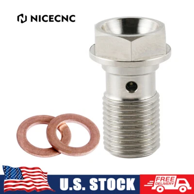 M10x1.25 Single Thread Brake Line Bolt For Nissin Honda Kawasaki Yamaha Suzuki - Image 1 of 4