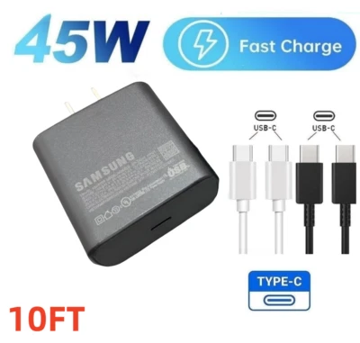 Samsung Galaxy S24 S24+ S24 Ultra 45 Watt Super Fast Wall Charger & USB-C Cable - Image 1 of 4