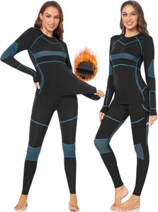 Thermal Underwear Ultra-Soft Set Long Sleeve Top Leggings Black Blue Small SIMIY - Picture 1 of 6