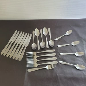 Vintage Handtuch 18/10 Edelstahl AMERIKANISCH GEHÄMMERT Besteck Set (21) Teile - Bild 1 von 12