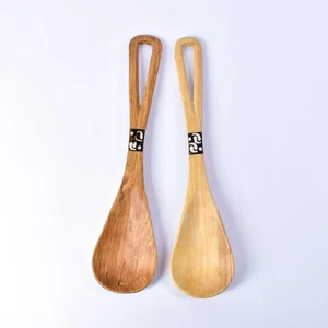 Maasai Olivewood Serving Spoon Set with Bone Inlay Kenya - Picture 1 of 13